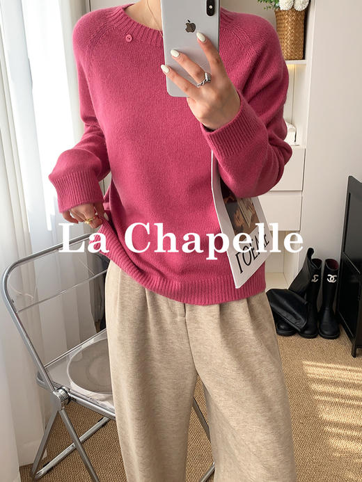 会员福利【兔毛+绵羊毛】拉夏贝尔/La Chapelle蓬松柔软温柔气质针织毛衣圆领百搭多色秋冬上衣 商品图2