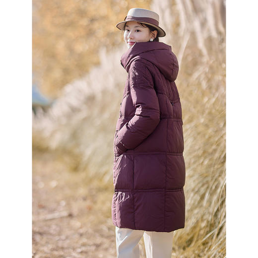 红念红色连帽羽绒服女加厚中长款冬季2025年新款女装鸭绒外套上衣 商品图3