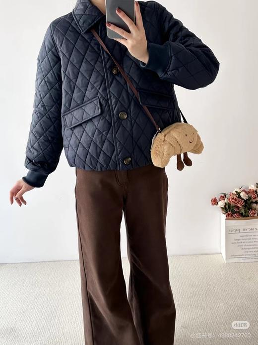 D121016女士绗缝防泼水菱格翻领单排扣棉服夹克外套 商品图5