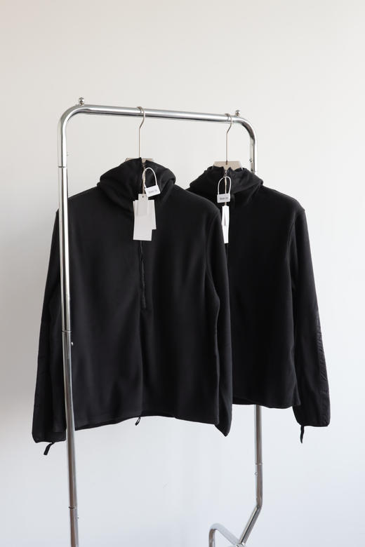 小众外贸原单 忍者帽 尼龙拼接摇粒绒半拉链连帽卫衣男女同款 WY006 商品图0