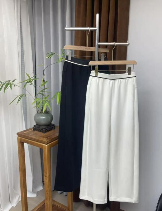 新款时尚松紧腰字母宽松显瘦阔腿直筒休闲裤 商品图4