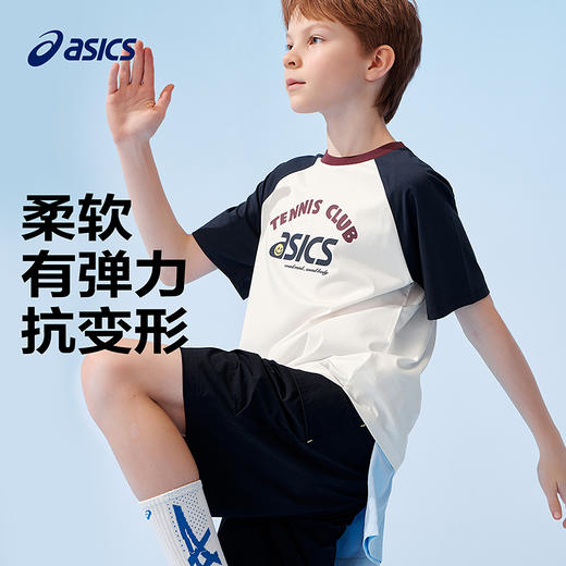 ASICS亚瑟士童装25年夏季新款吸湿抗菌运动插肩袖落肩印花短袖T恤 商品图1
