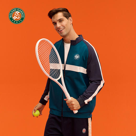罗兰加洛斯法网男士开衫外套24年秋撞色弹力网球运动针织网球服 商品图2