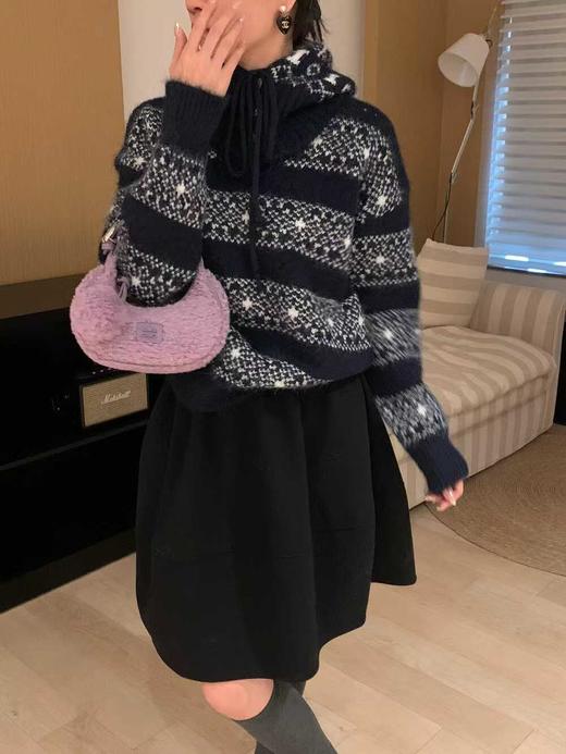 GZ复古宽松套头费尔岛带帽两件套毛衣(LH)-168793841 商品图1