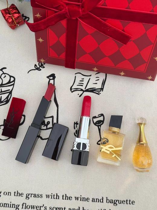 D121019圣诞节礼物丝绒棋盘格礼盒香水+口红礼物 商品图4