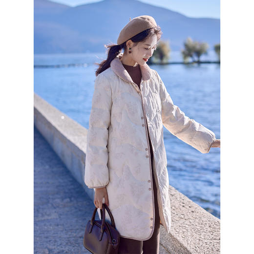 红念米杏色羽绒服女中长款设计感冬季2025年新款气质鸭绒冬装外套 商品图1