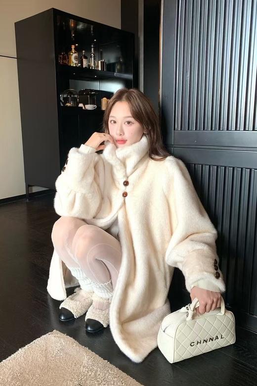 ELLA JADE 高级感气质立领貂毛皮草大衣外套 21987 商品图1