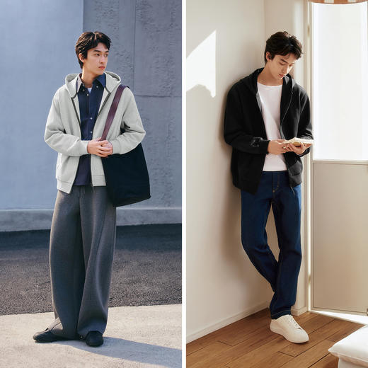 森马夹克男春季基础简约针织外套宽松连帽户外休闲上衣百搭情侣装 商品图4