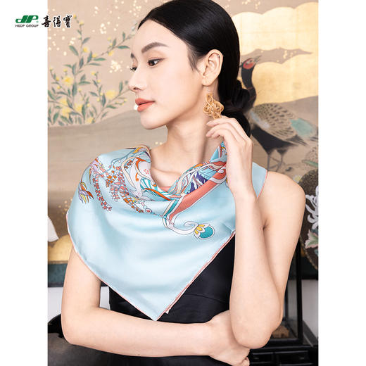 喜得宝文创丝巾杭州宋韵悦享丝路杭州丝绸100%桑蚕丝斜纹绸 商品图2
