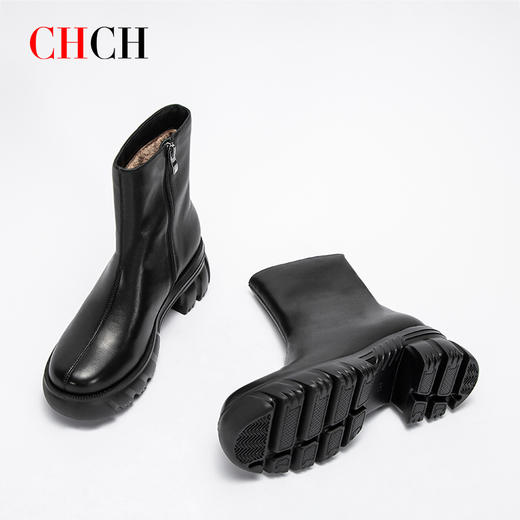 CHCH英伦风秋冬新款侧面拉链增高百搭女靴CN2B7031 商品图1
