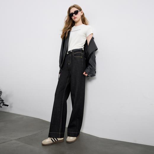 三彩2026春季新款牛仔裤长裤休闲直筒裤宽松裤子显瘦复古M 商品图1