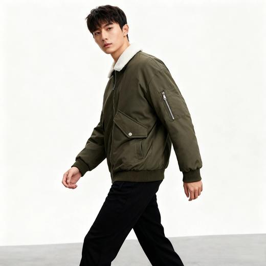 Schenvega标*商城同款羊羔毛翻领棉衣机车服外套B1-M333 商品图1