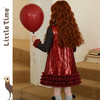 littletime女童连衣裙2025秋冬新款红色亮片蝴蝶结加绒花边公主裙 商品缩略图3