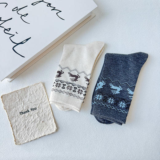 基础-简约费尔岛小鹿中筒袜-纪念日百货门店同款168143662 商品图5