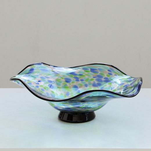 北欧创意手工琉璃雨点花边大口果盘样板间高档不规则异形装饰收纳 商品图3