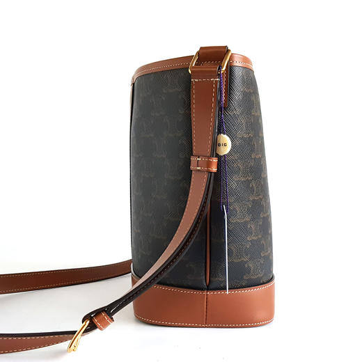 【95新】CELINE思琳191442CAS.04LU小号棕色老花凯旋门水桶包单肩斜挎包 女士 081225AK11 商品图3