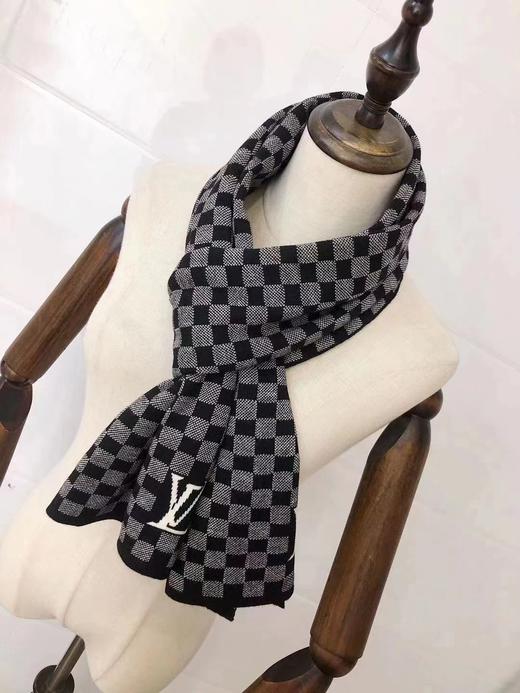 D121034冬季新款男士百搭保暖围巾棋格子羊毛针织围脖 商品图4