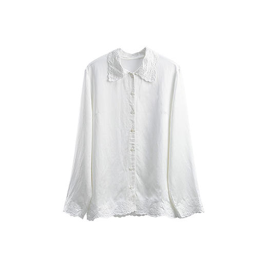 绽放832朵/亚麻混纺浪漫重工刺绣长袖衬衫女新款一手长翻领衬衣 商品图4