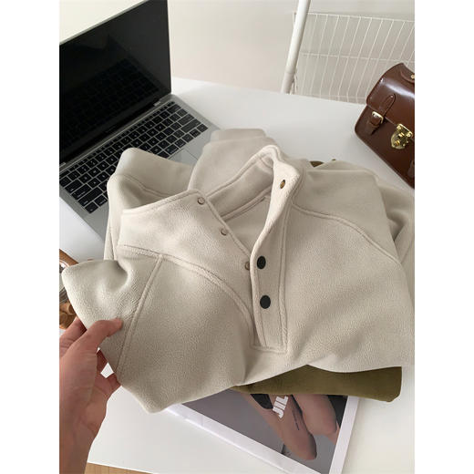 美式复古加厚双面澳粒绒立领套头卫衣 商品图2