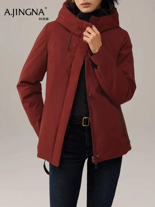 【两面穿】阿菁娜新年新款开运红羽绒服可两面穿连帽设计防风保暖锁温F30D216030 商品图2