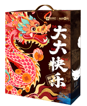 良品铺子大大大快乐礼盒1000g（糯米小麻花160g、沙拉薯条140g、南瓜酥75g、花椒锅巴128g、虾片25g、墨鱼片50g、日式岩烧芝士脆120g、薄皮核桃200g、天日盐小圆饼102g）