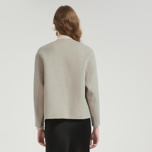 QH969斯尔丽2025秋冬新款轻国风绣花流苏双面呢大衣短款羊毛大衣 商品图1