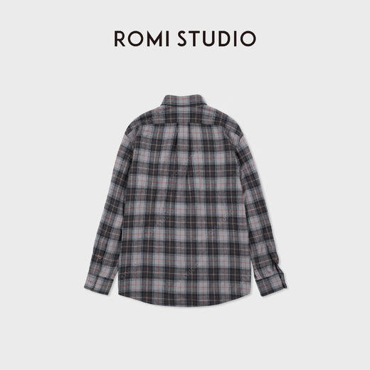ROMI STUDIO“复古格调”撞色格纹棉质宽松舒适翻领衬衫RWDSSY1740 商品图3