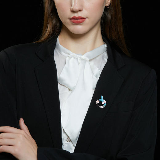 国风复古小鸟珐琅彩绘高档胸针，天然淡水珍珠气质旗袍配饰胸花别针LY-M-221 商品图3