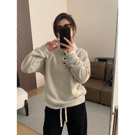 美式复古加厚双面澳粒绒立领套头卫衣