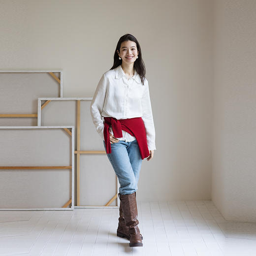 绽放832朵/亚麻混纺浪漫重工刺绣长袖衬衫女新款一手长翻领衬衣 商品图1