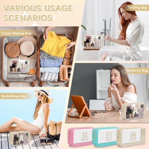 WELIDAY 字母透明化妆收纳包 拉链洗漱包 透明米色 商品图6