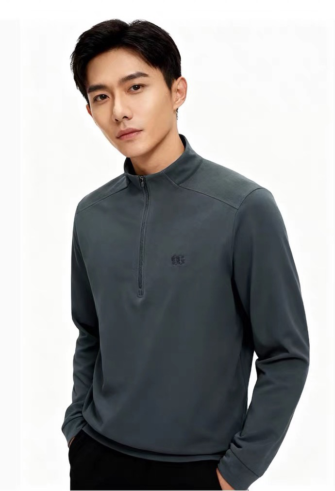 1210-6 韩国单 两棵树 男士半拉链抓绒保暖上衣 176/146穿105宽松舒适