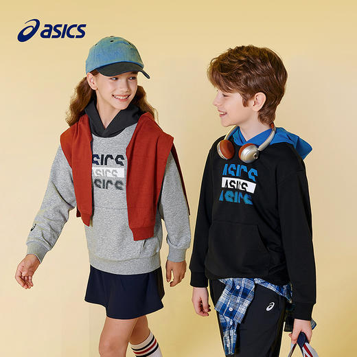 ASICS/亚瑟士童装25年秋季中大童撞色连帽卫衣休闲百搭针织长袖 商品图0