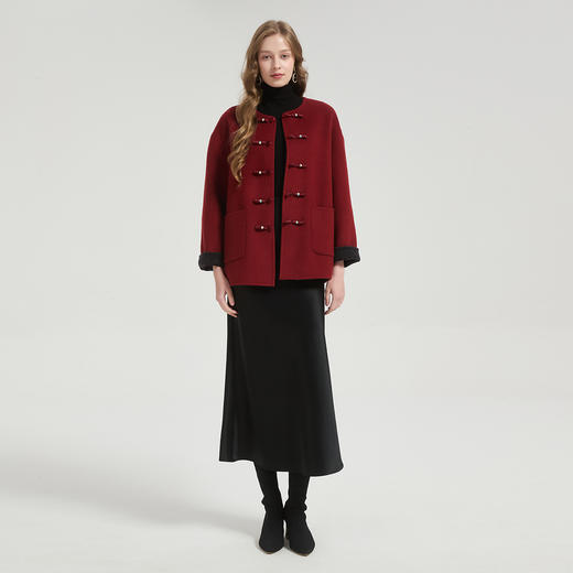 QH971斯尔丽2025秋冬新款中国结时尚国风双面呢大衣羊毛大衣通勤百搭 商品图3