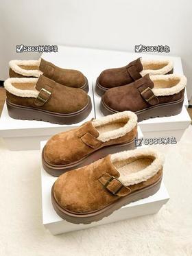 直发【增高5.5】“百丽”同款千层可颂勃肯鞋 ，羊京绒全包厚底女士雪地靴