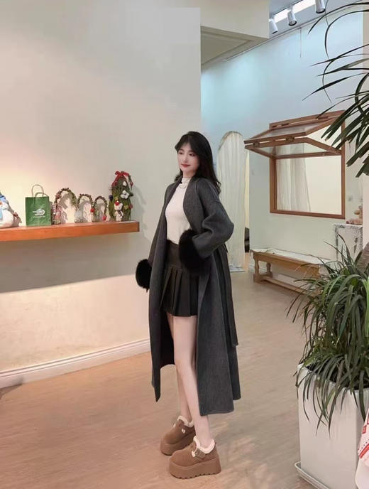 直发【增高5.5】“百丽”同款千层可颂勃肯鞋 ，羊京绒全包厚底女士雪地靴 商品图10