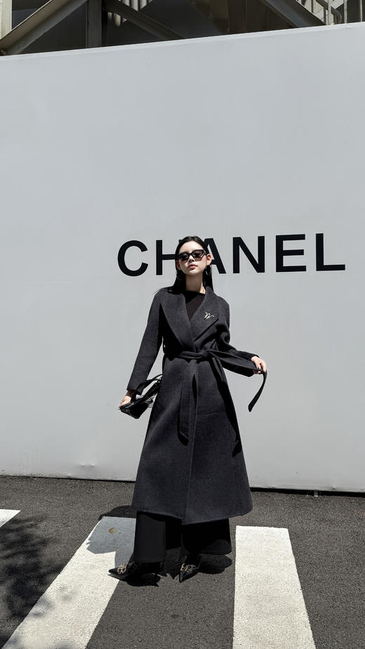 SZ6C09_月魄色_大衣_秋冬_翻领长款双面呢系带收腰轻奢高级_高级女装_BERNIEELEN 伯妮斯茵 商品图3