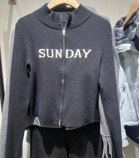 NC立领胸前字母长袖毛织开衫50628（黑）秋季953012300321