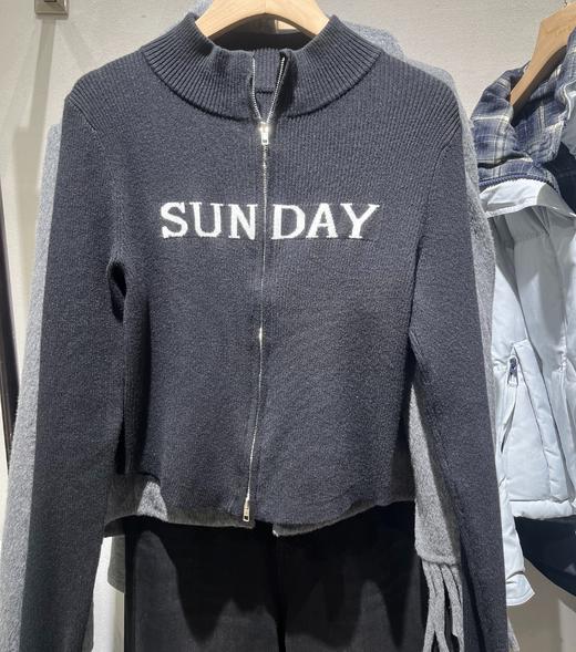 NC立领胸前字母长袖毛织开衫50628（黑）秋季953012300321 商品图0