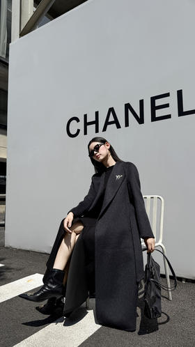 SZ6C09_月魄色_大衣_秋冬_翻领长款双面呢系带收腰轻奢高级_高级女装_BERNIEELEN 伯妮斯茵