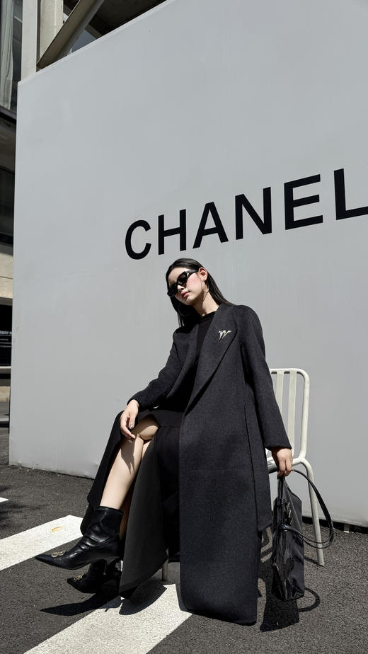 SZ6C09_月魄色_大衣_秋冬_翻领长款双面呢系带收腰轻奢高级_高级女装_BERNIEELEN 伯妮斯茵 商品图0