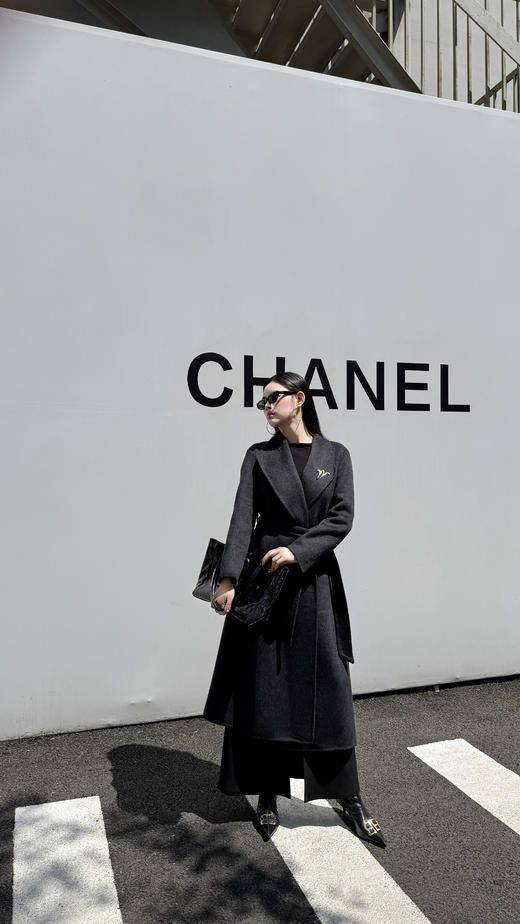 SZ6C09_月魄色_大衣_秋冬_翻领长款双面呢系带收腰轻奢高级_高级女装_BERNIEELEN 伯妮斯茵 商品图2