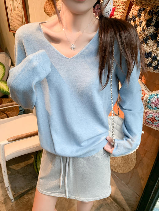 【149元任选2件】现货！ 韩系V领长袖针织衫 商品图9