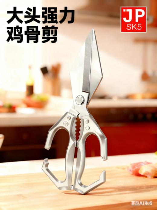 👏【JP.sk5多功能大头强力剪刀】被问爆的厨房神器💥手柄防滑又好握，自带卡扣设计，💕安全又便携 商品图0