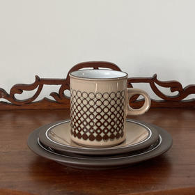 英国1970s Hornsea Coral系列 咖啡杯碟三件套 B0333