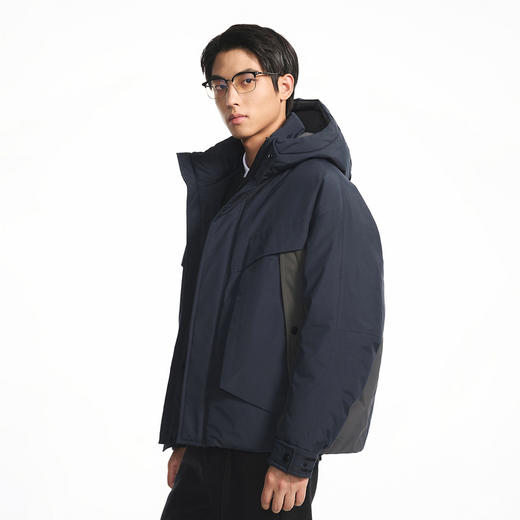 GXG男装【90白鸭绒】冬季时尚撞色拼接保暖男式连帽短款羽绒服K&C 商品图1