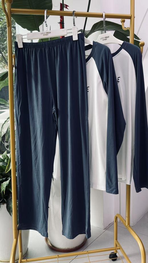 长袖长裤丝光棉圆领套装男款睡衣舒适透气1415343 商品图4