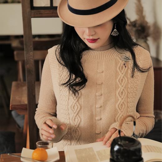 暖云肩 100%绵羊毛花样立体钩针文饰小巧安护小背心 山林曦照 商品图3