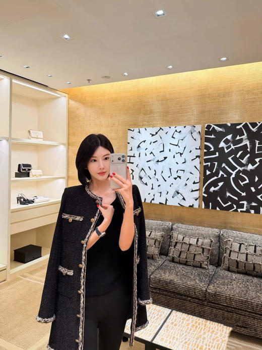 香奈儿 25秋冬新款 圆领捆边编织长款外套(TM) 商品图1