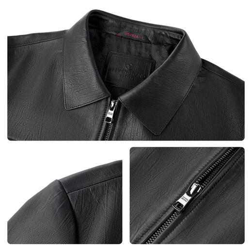 【绵羊皮/工装/肌理皮】柒牌男士真皮皮衣秋冬新款翻领商务外套129J70450 商品图3